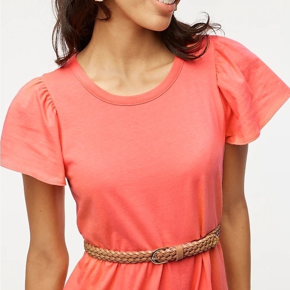 J crew dark coral Knit tiered mini dress - Picture 2 of 6
